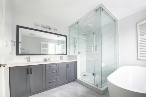 clean bathroom remodel